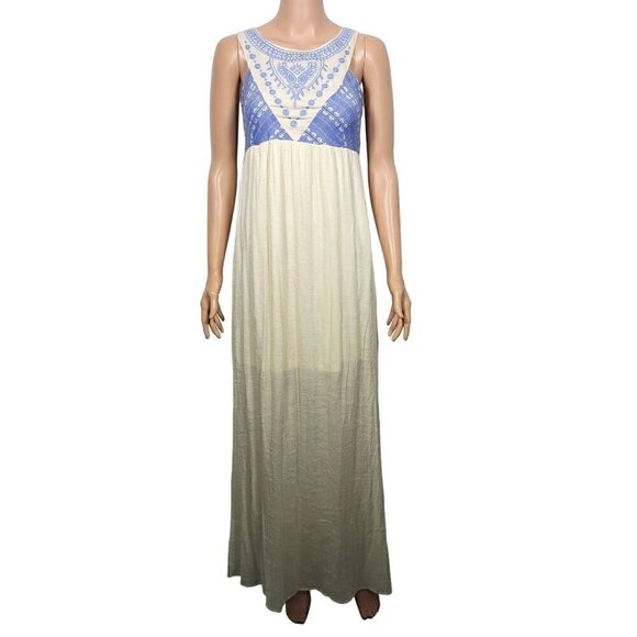Anthropologie | Flying Tomatoes Women's Embroidered High Neck Maxi Dress Size L - Picture 1 of 12